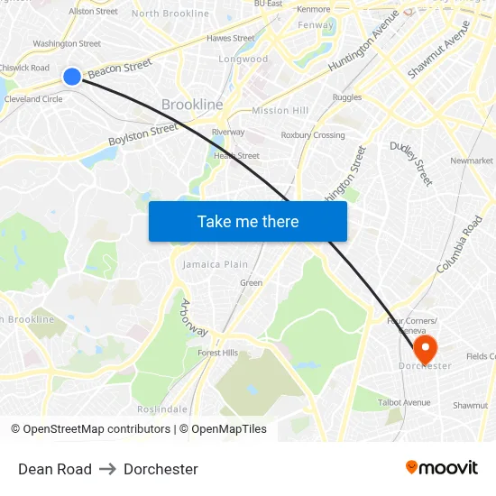 Dean Road to Dorchester map