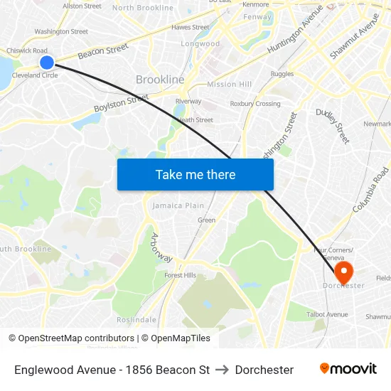 Englewood Avenue - 1856 Beacon St to Dorchester map