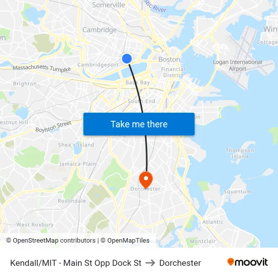 Kendall/MIT - Main St Opp Dock St to Dorchester map