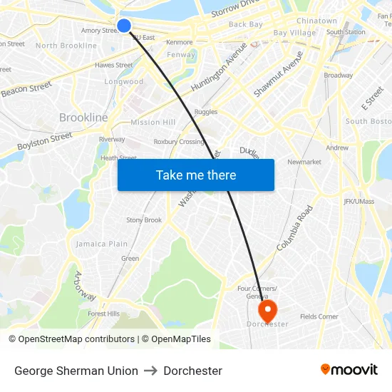 George Sherman Union to Dorchester map