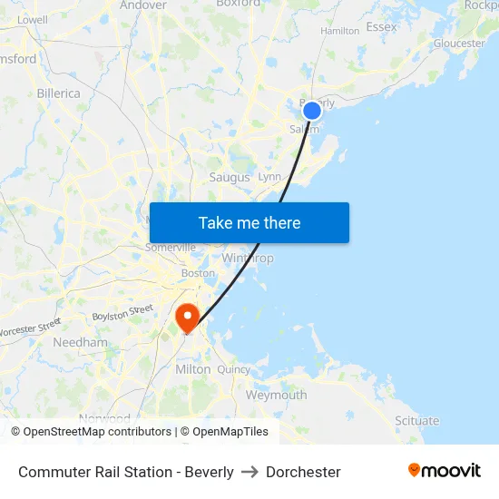 Commuter Rail Station - Beverly to Dorchester map