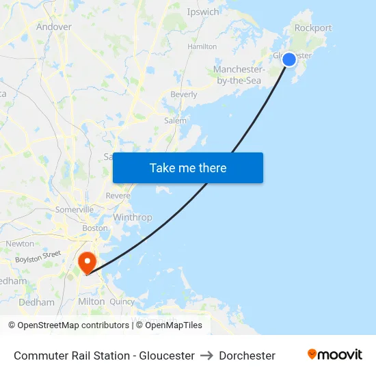 Commuter Rail Station - Gloucester to Dorchester map