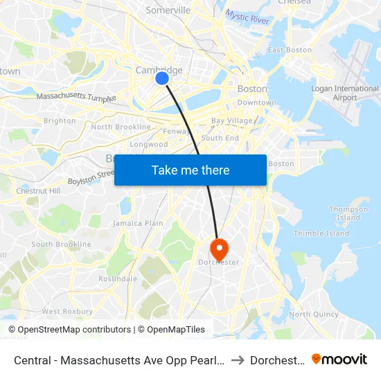 Central - Massachusetts Ave Opp Pearl St to Dorchester map