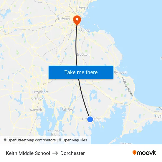 Keith Middle School to Dorchester map