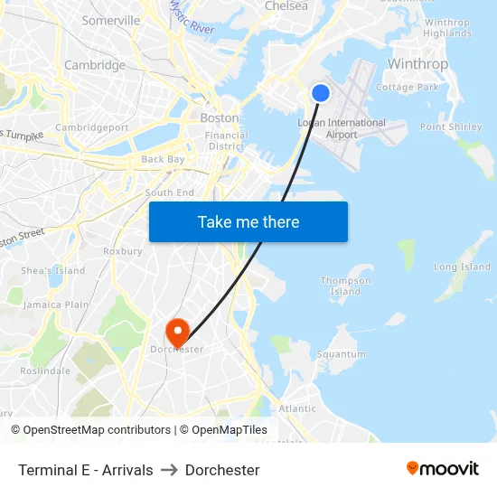 Terminal E - Arrivals to Dorchester map