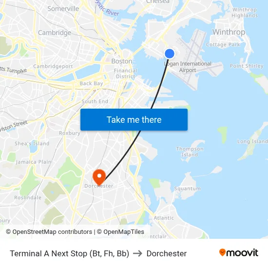 Terminal A Next Stop (Bt, Fh, Bb) to Dorchester map