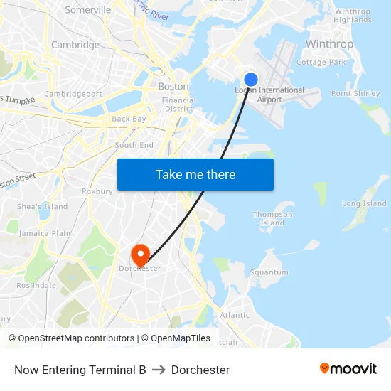 Now Entering Terminal B to Dorchester map