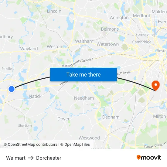 Walmart to Dorchester map