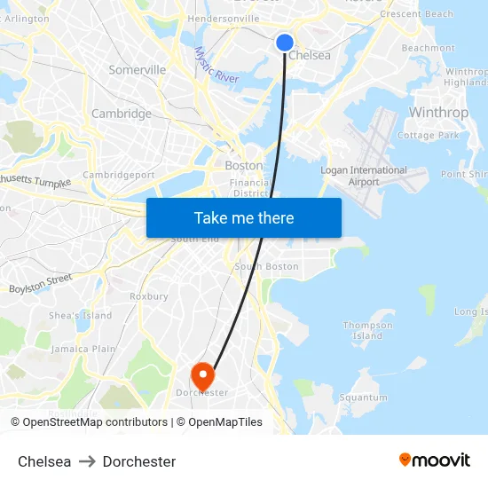 Chelsea to Dorchester map