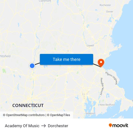 Academy Of Music to Dorchester map