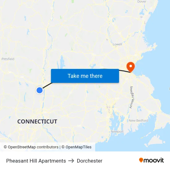 Pheasant Hill Apartments to Dorchester map