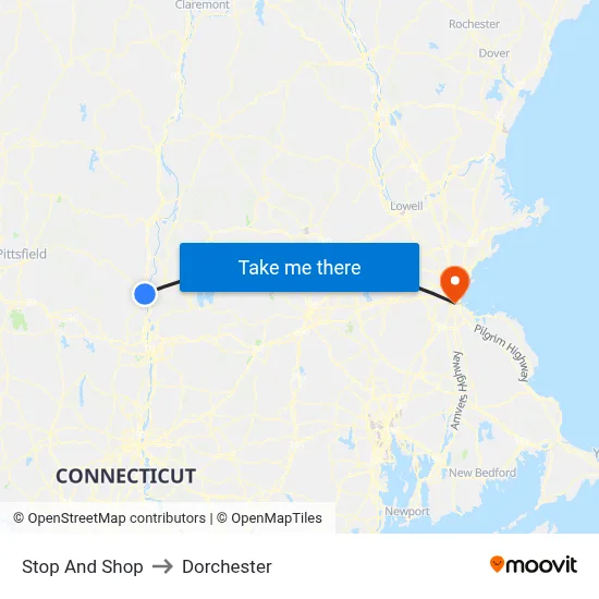 Stop And Shop to Dorchester map