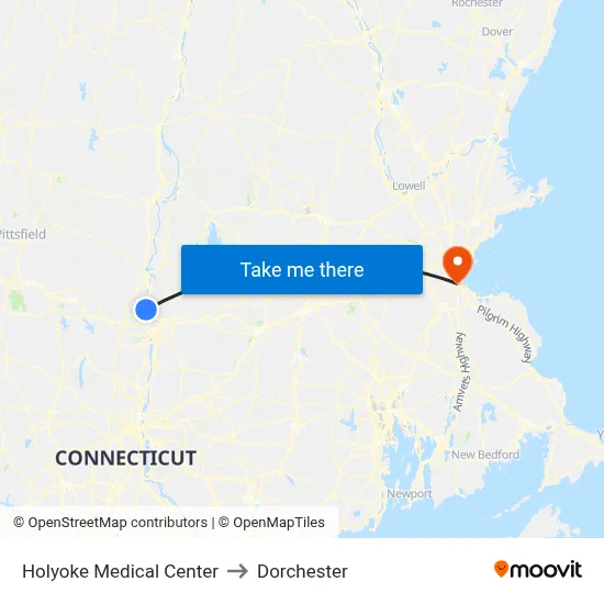 Holyoke Medical Center to Dorchester map