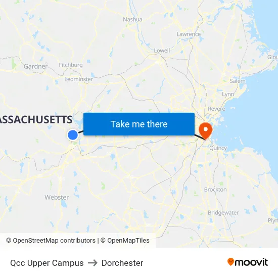 Qcc Upper Campus to Dorchester map