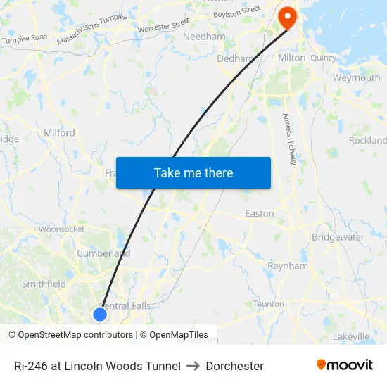 Ri-246 at Lincoln Woods Tunnel to Dorchester map