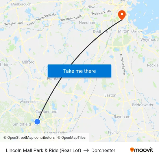 Lincoln Mall Park & Ride (Rear Lot) to Dorchester map