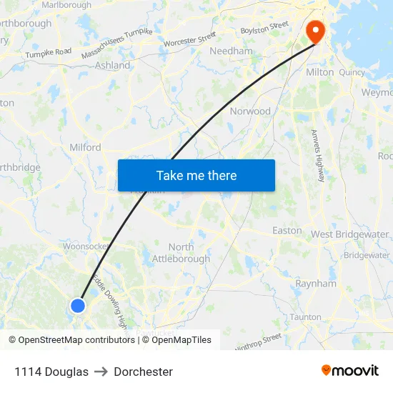 1114 Douglas to Dorchester map