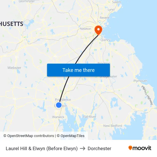 Laurel Hill & Elwyn (Before Elwyn) to Dorchester map