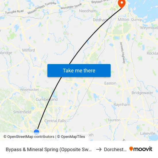 Bypass & Mineral Spring (Opposite Sweet) to Dorchester map