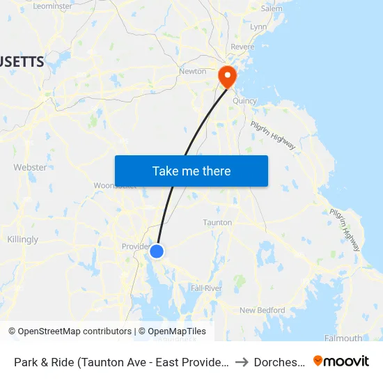 Park & Ride (Taunton Ave - East Providence) to Dorchester map