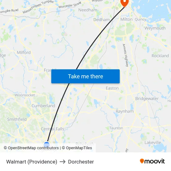 Walmart (Providence) to Dorchester map