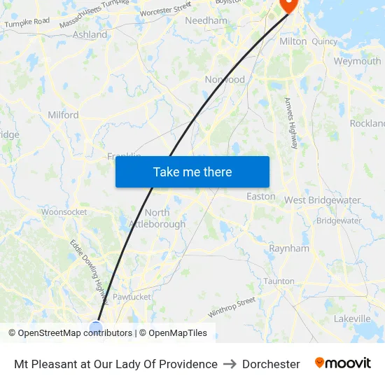 Mt Pleasant at Our Lady Of Providence to Dorchester map