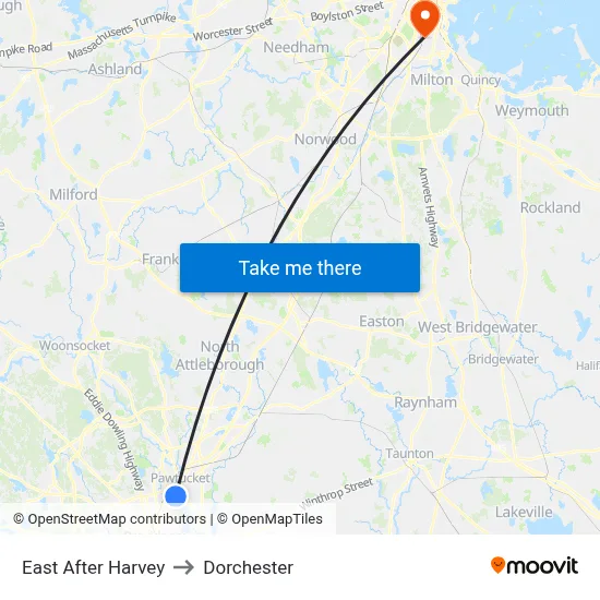East After Harvey to Dorchester map
