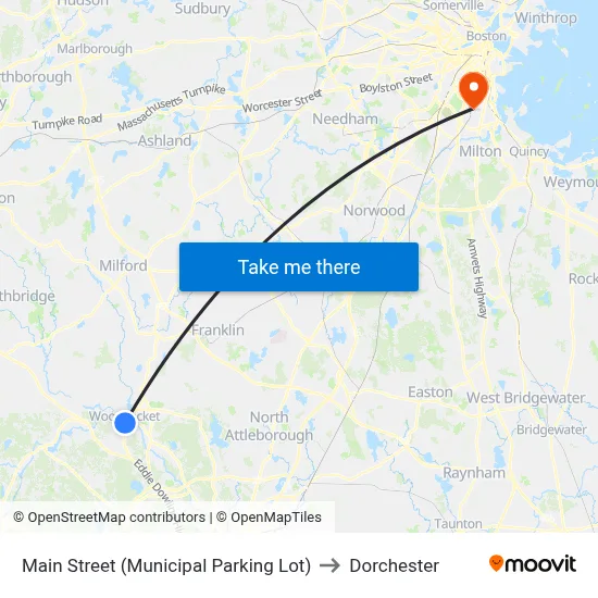 Main Street (Municipal Parking Lot) to Dorchester map