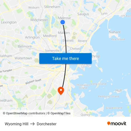 Wyoming Hill to Dorchester map