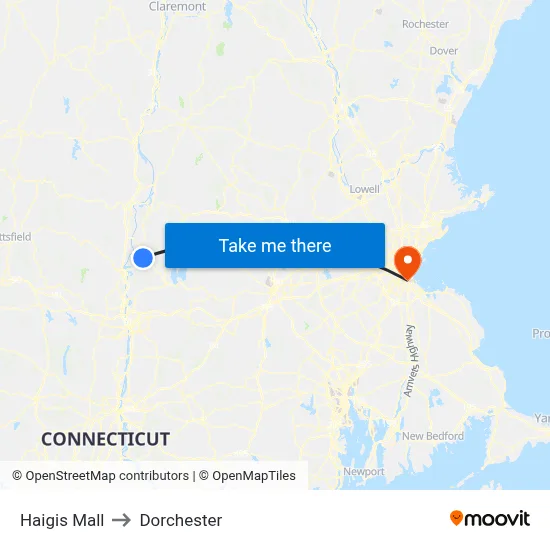 Haigis Mall to Dorchester map