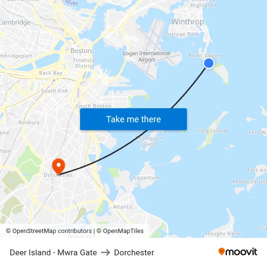 Deer Island - Mwra Gate to Dorchester map