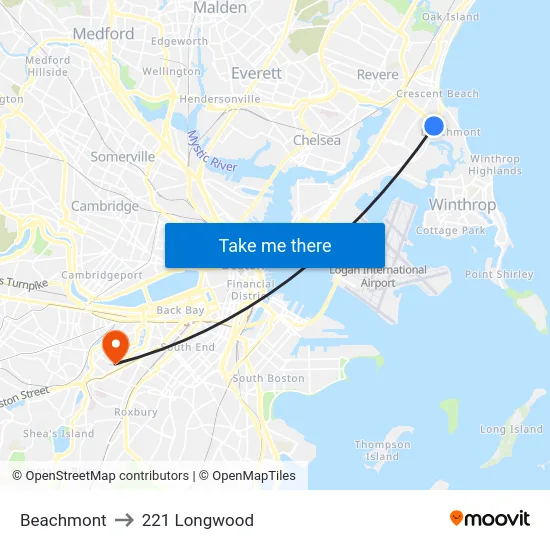 Beachmont to 221 Longwood map