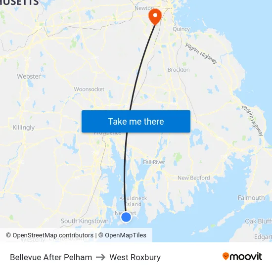 Bellevue After Pelham to West Roxbury map