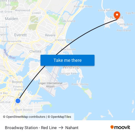 Broadway Station - Red Line to Nahant map