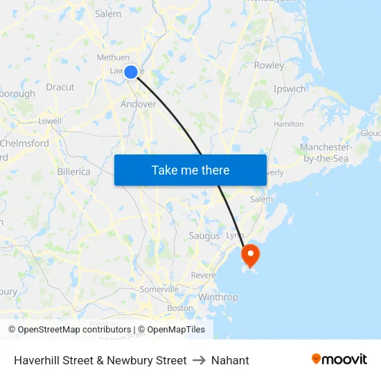 Haverhill Street & Newbury Street to Nahant map