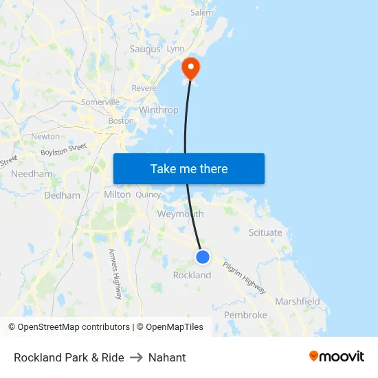 Rockland Park & Ride to Nahant map