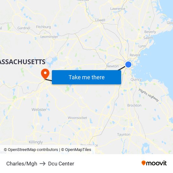 Charles/Mgh to Dcu Center map