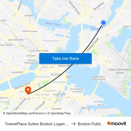TownePlace Suites Boston Logan Airport/Chelsea to Boston Public Library map