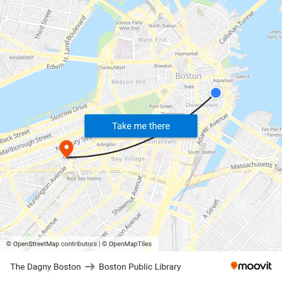 The Dagny Boston to Boston Public Library map