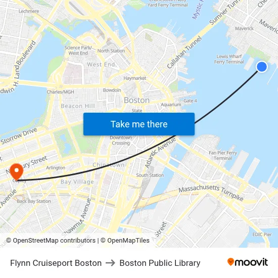 Flynn Cruiseport Boston to Boston Public Library map