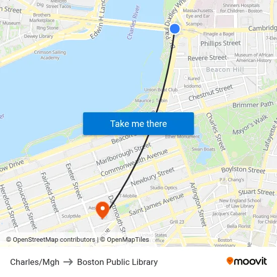 Charles/Mgh to Boston Public Library map