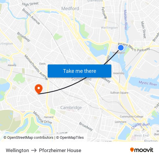 Wellington to Pforzheimer House map