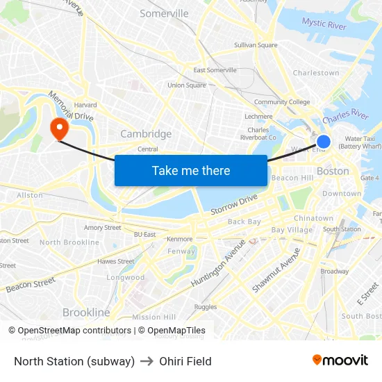 North Station (subway) to Ohiri Field map