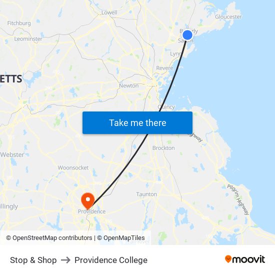 Stop & Shop to Providence College map