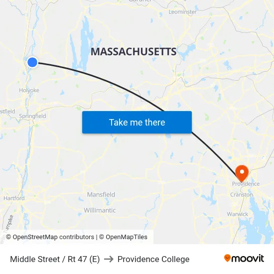 Middle Street / Rt 47 (E) to Providence College map