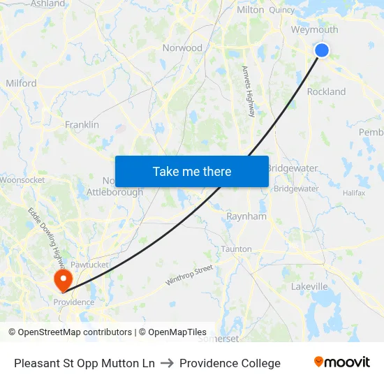 Pleasant St Opp Mutton Ln to Providence College map