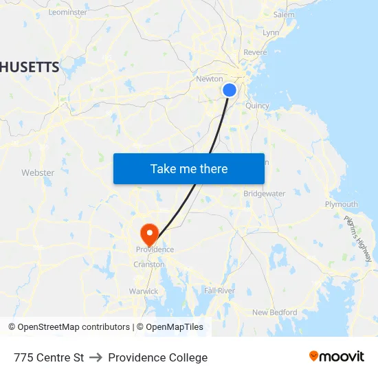 775 Centre St to Providence College map