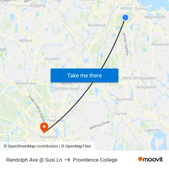 Randolph Ave @ Susi Ln to Providence College map
