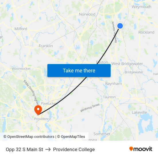 Opp 32 S Main St to Providence College map
