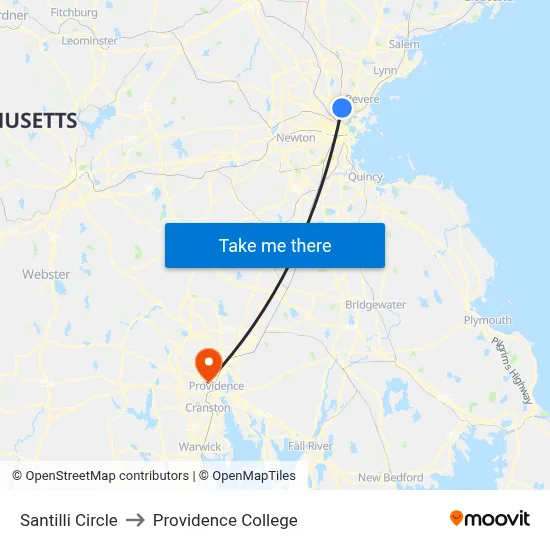 Santilli Circle to Providence College map